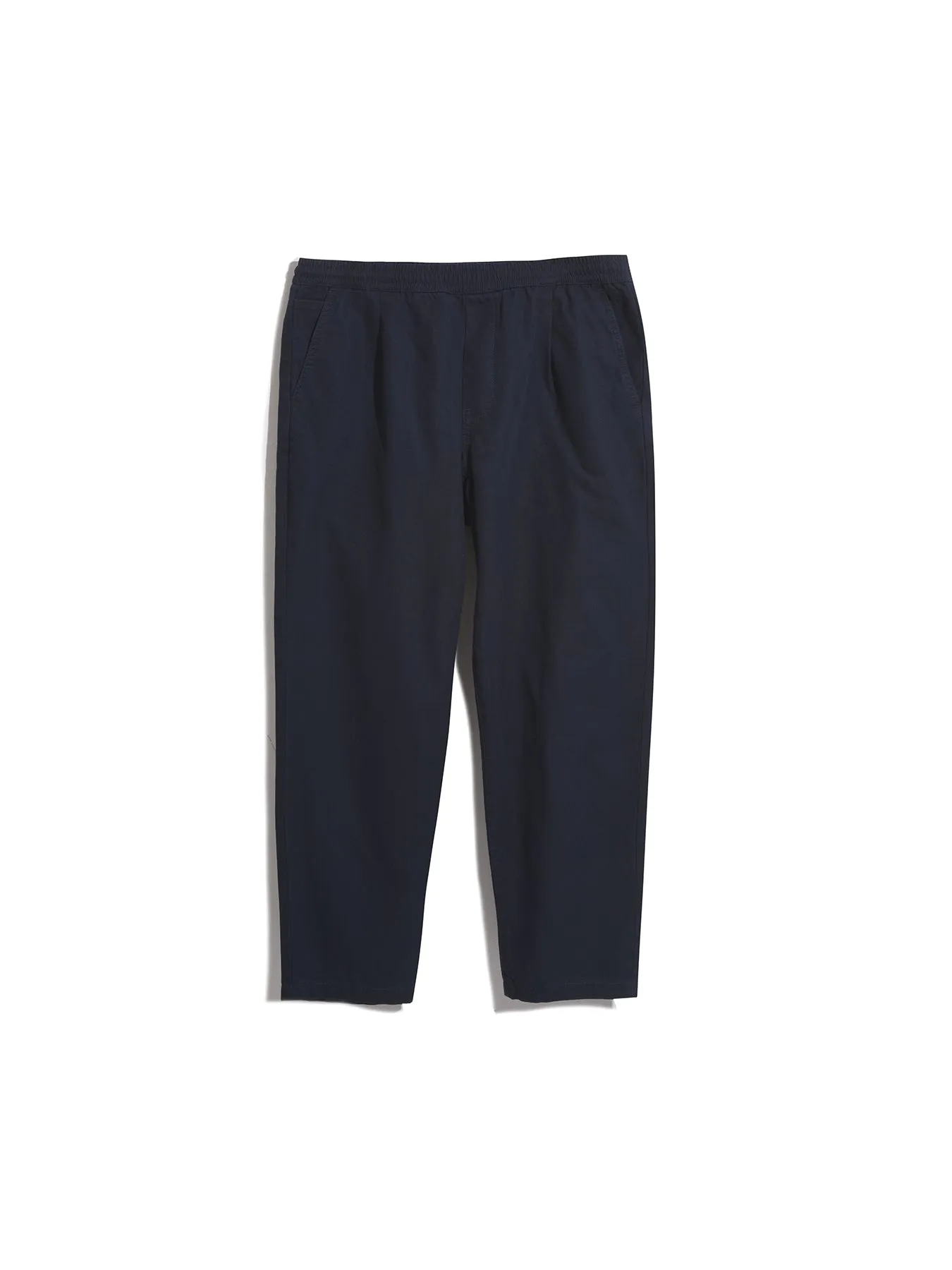 Hawtin Tapered Fit Canvas Drawstring Trousers In True Navy