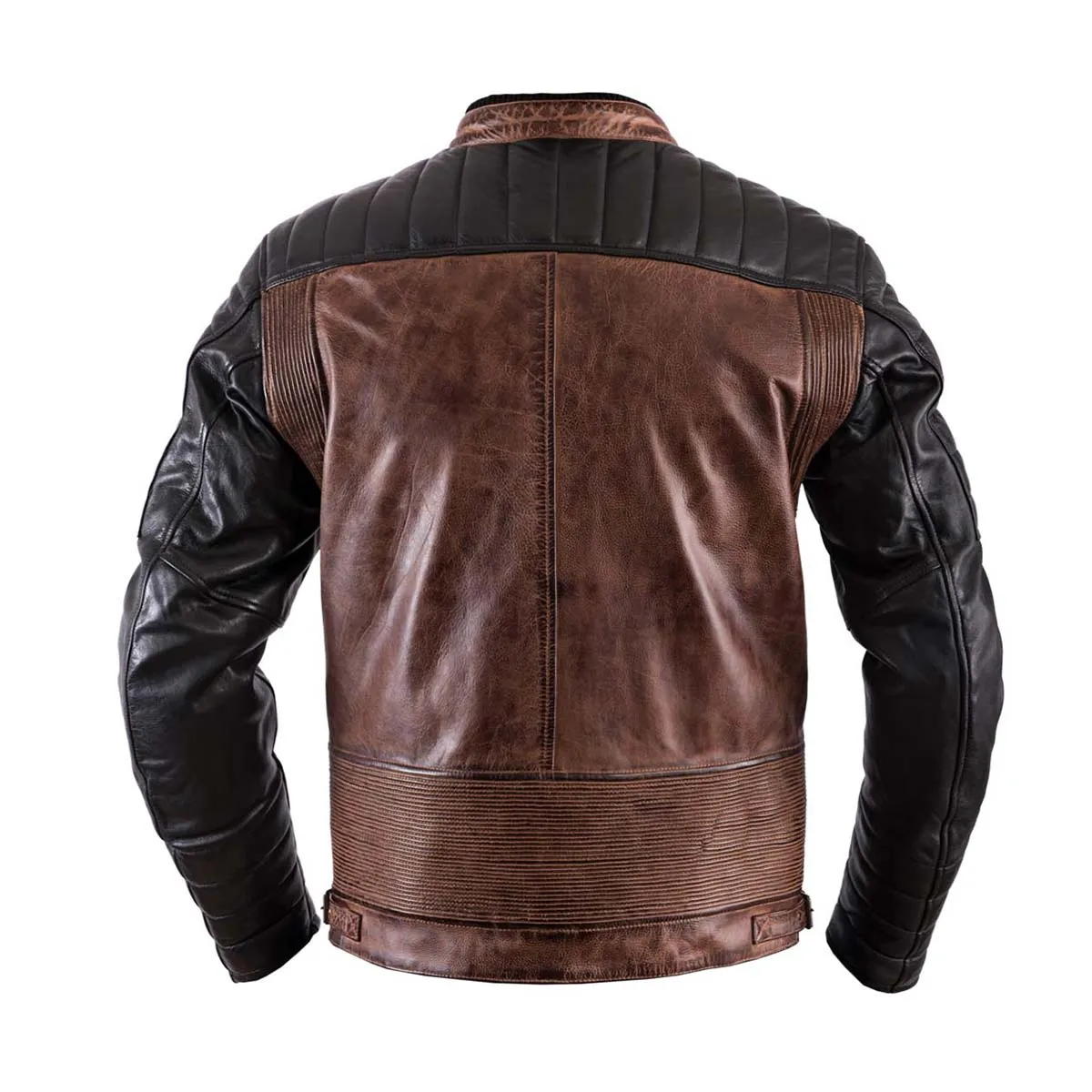 Helstons Cruiser Camel-Black Leather Motorcycle Jacket