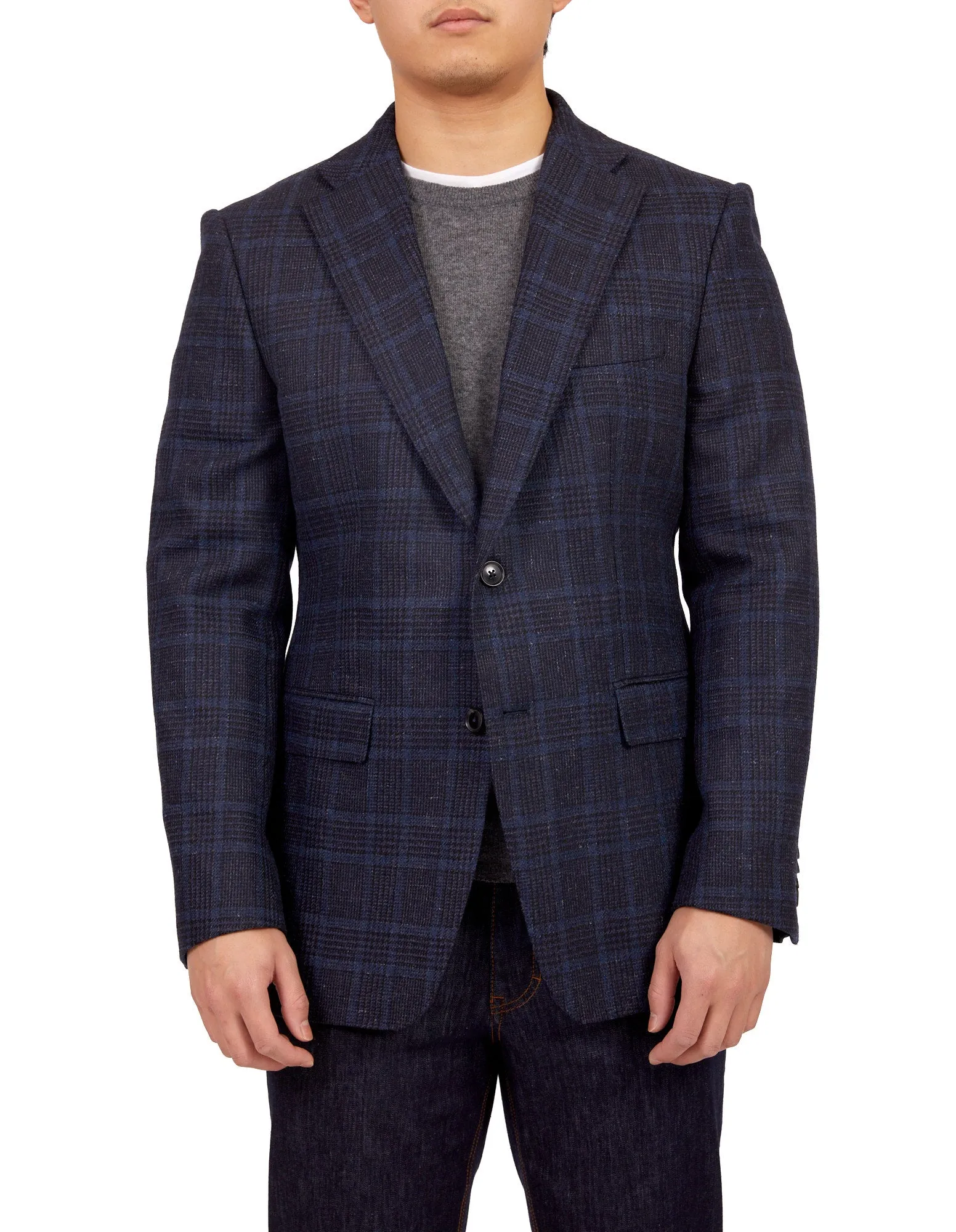 HENRY SARTORIAL X DORMEUIL Full Canvas Fancy Check Jacket NAVY REG