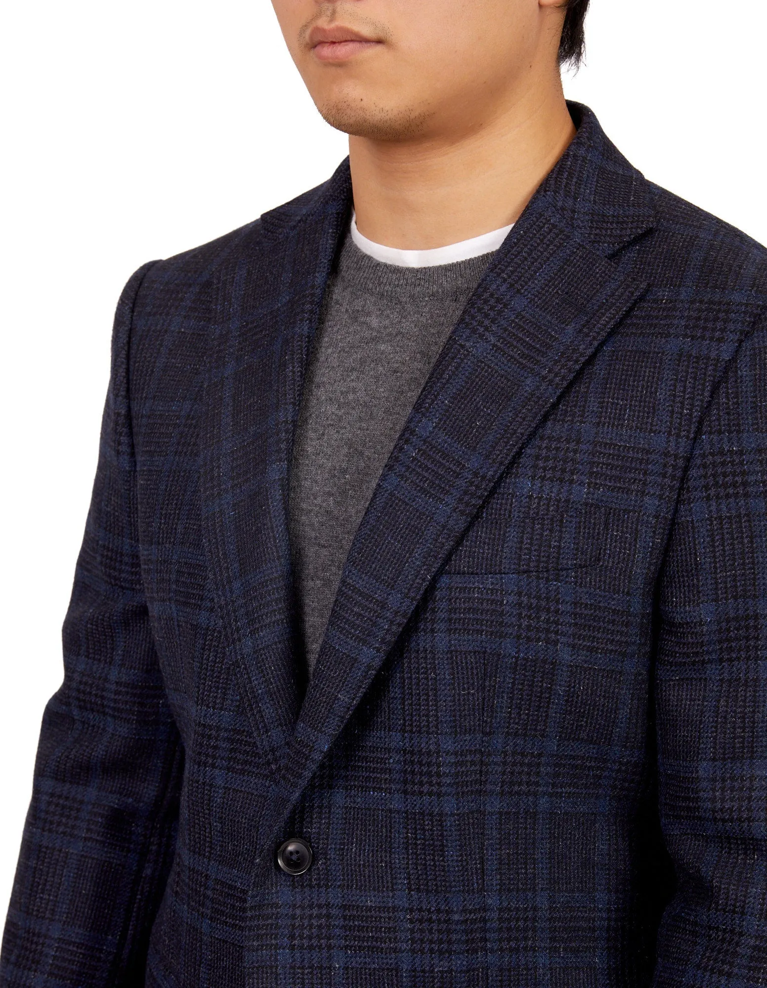 HENRY SARTORIAL X DORMEUIL Full Canvas Fancy Check Jacket NAVY REG