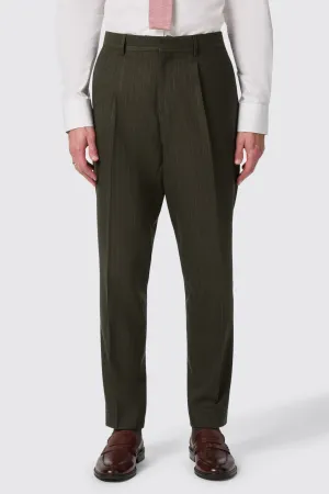 Hodge Slim Fit Green Pinstripe Trousers