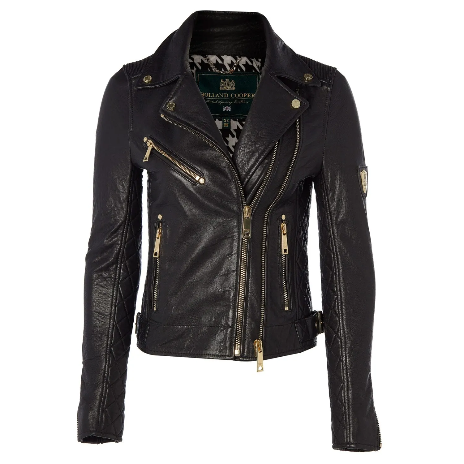 Holland Cooper Biker Ladies Leather Jacket in Black