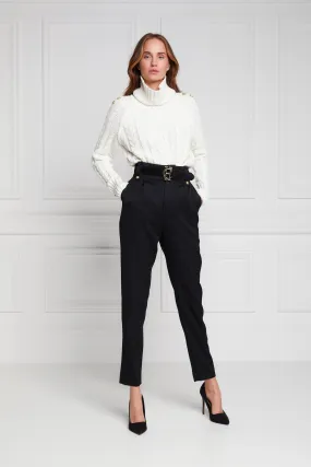 Holland Cooper High Waisted Peg Trouser in Black Barathea