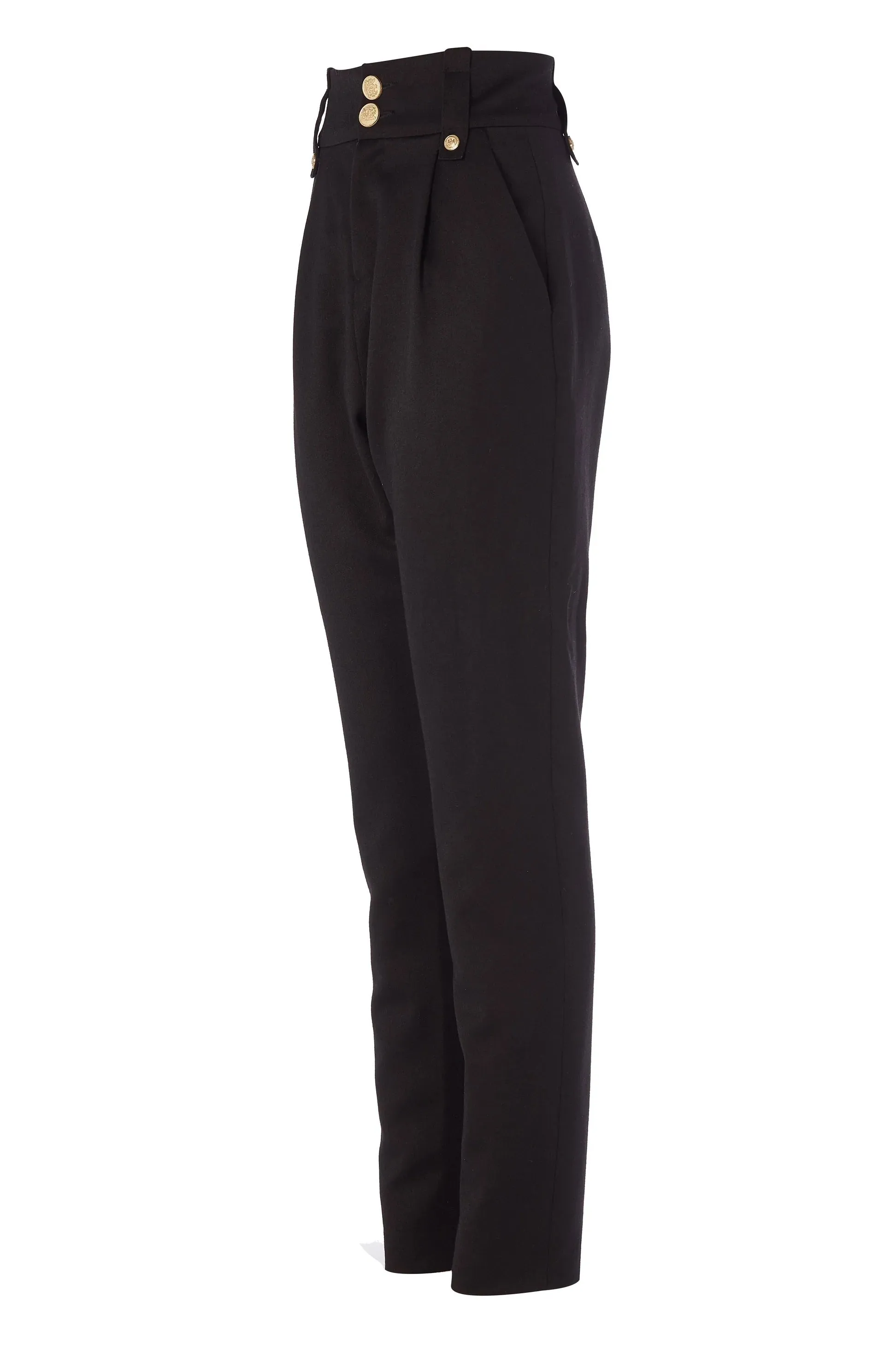 Holland Cooper High Waisted Peg Trouser in Black Barathea