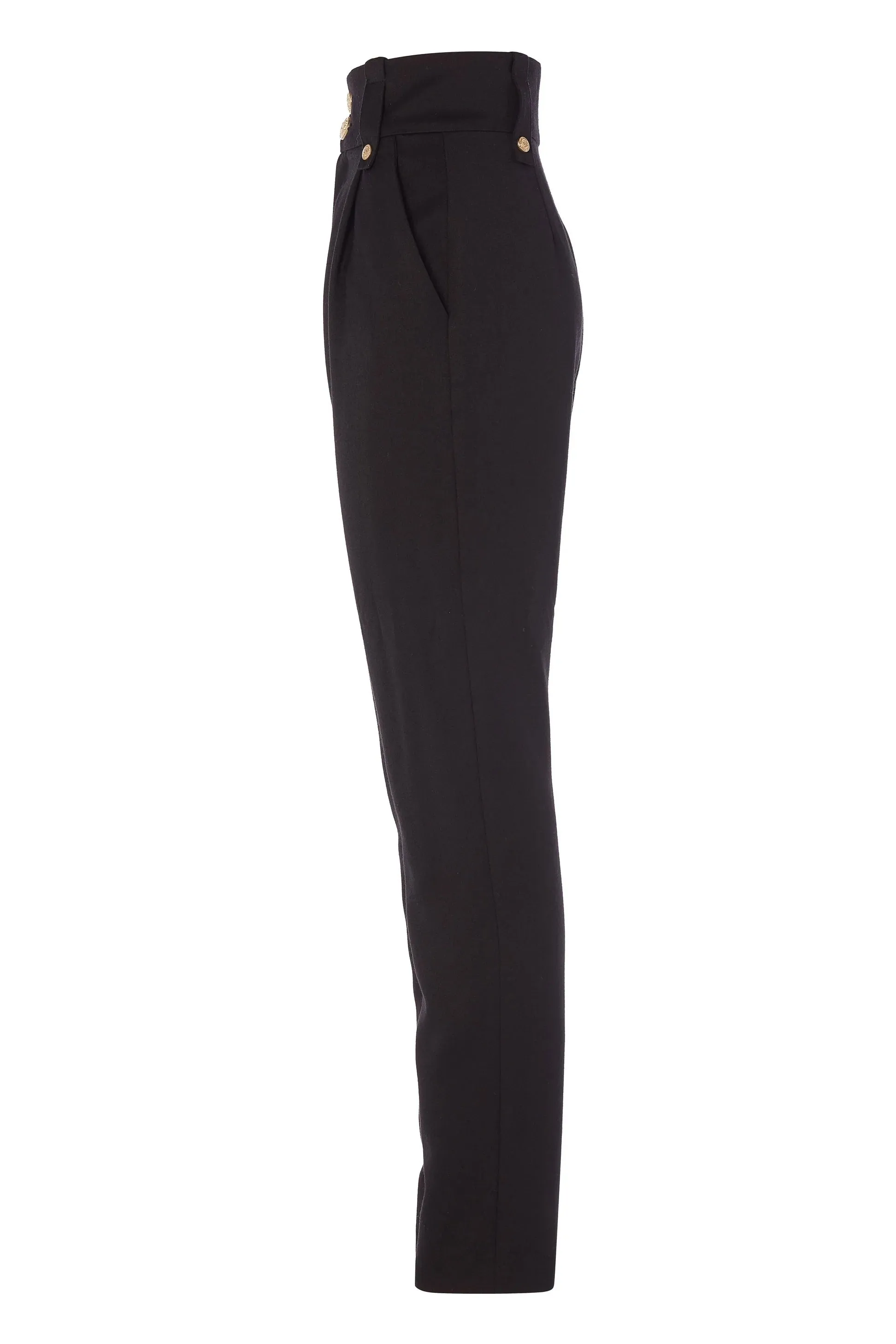 Holland Cooper High Waisted Peg Trouser in Black Barathea