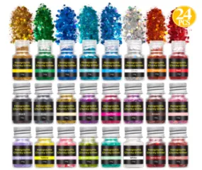 Holographic Chunky Glitter 24 Piece Set - MOQ 12 pcs