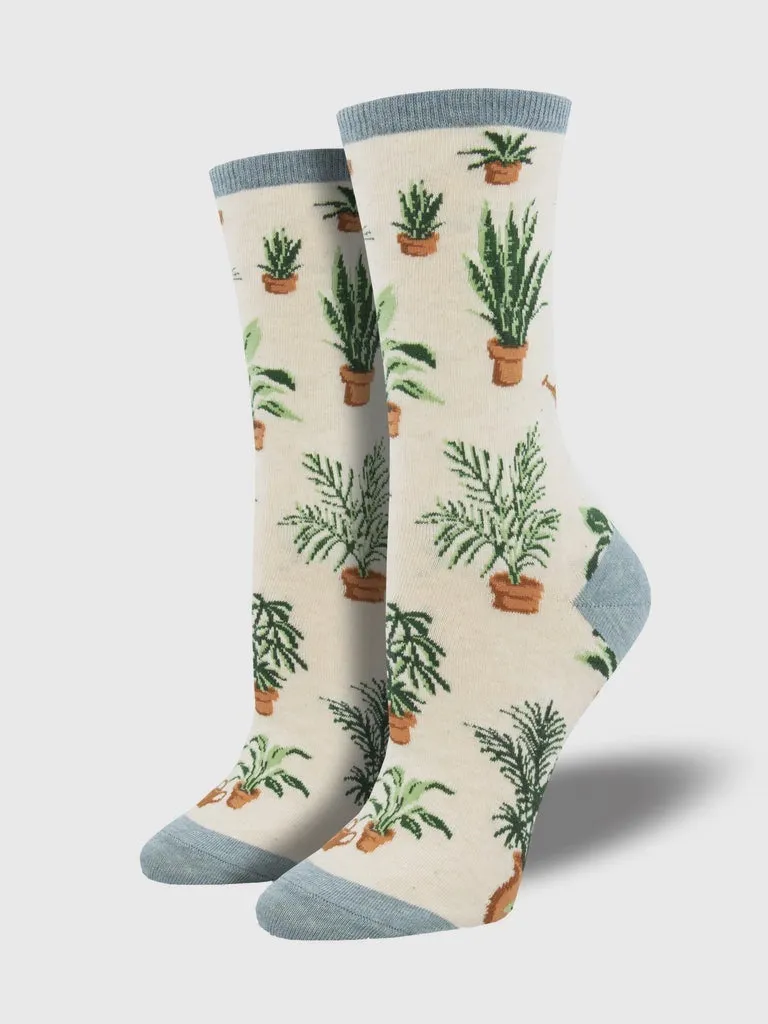 Home Grown House Plants (Ivory) Women's Crew Socks