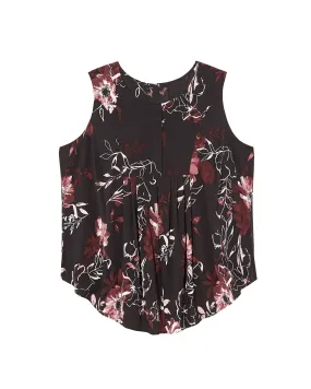 Honora Sleeveless Printed Blouse with Pleats | Black / Pink