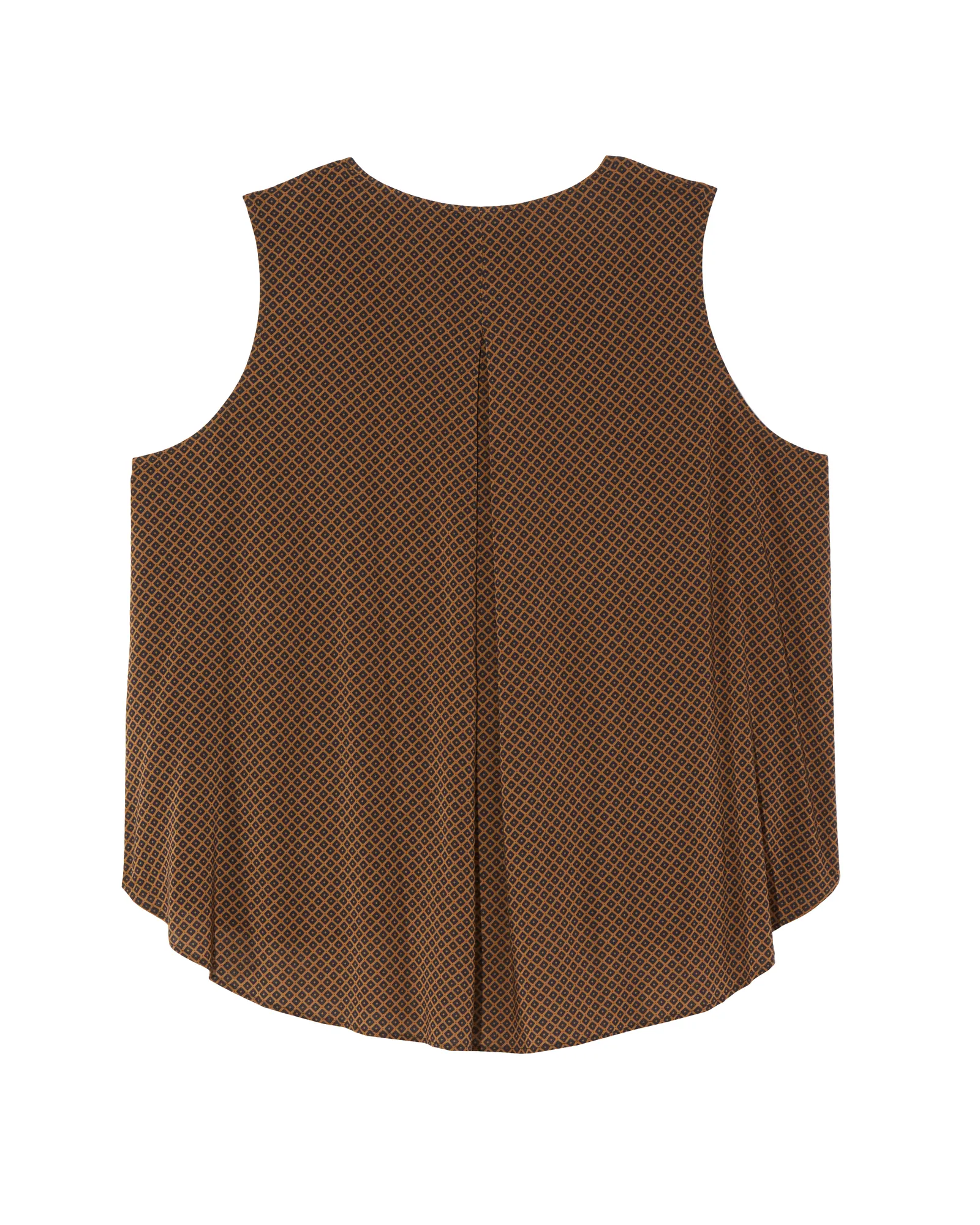 Honora Sleeveless Printed Blouse with Pleats | Brown