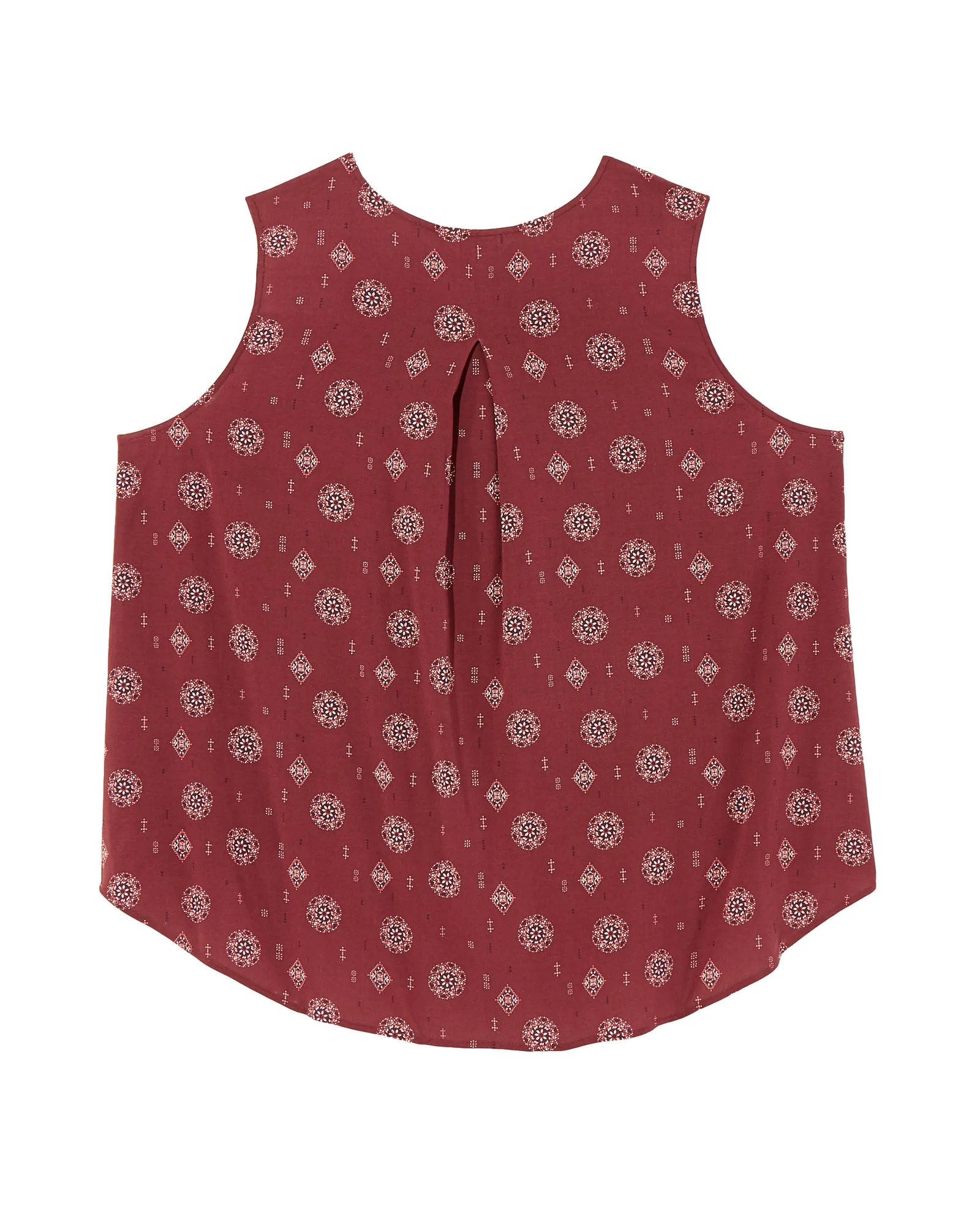 Honora Sleeveless Printed Blouse with Pleats | Burgundy / White