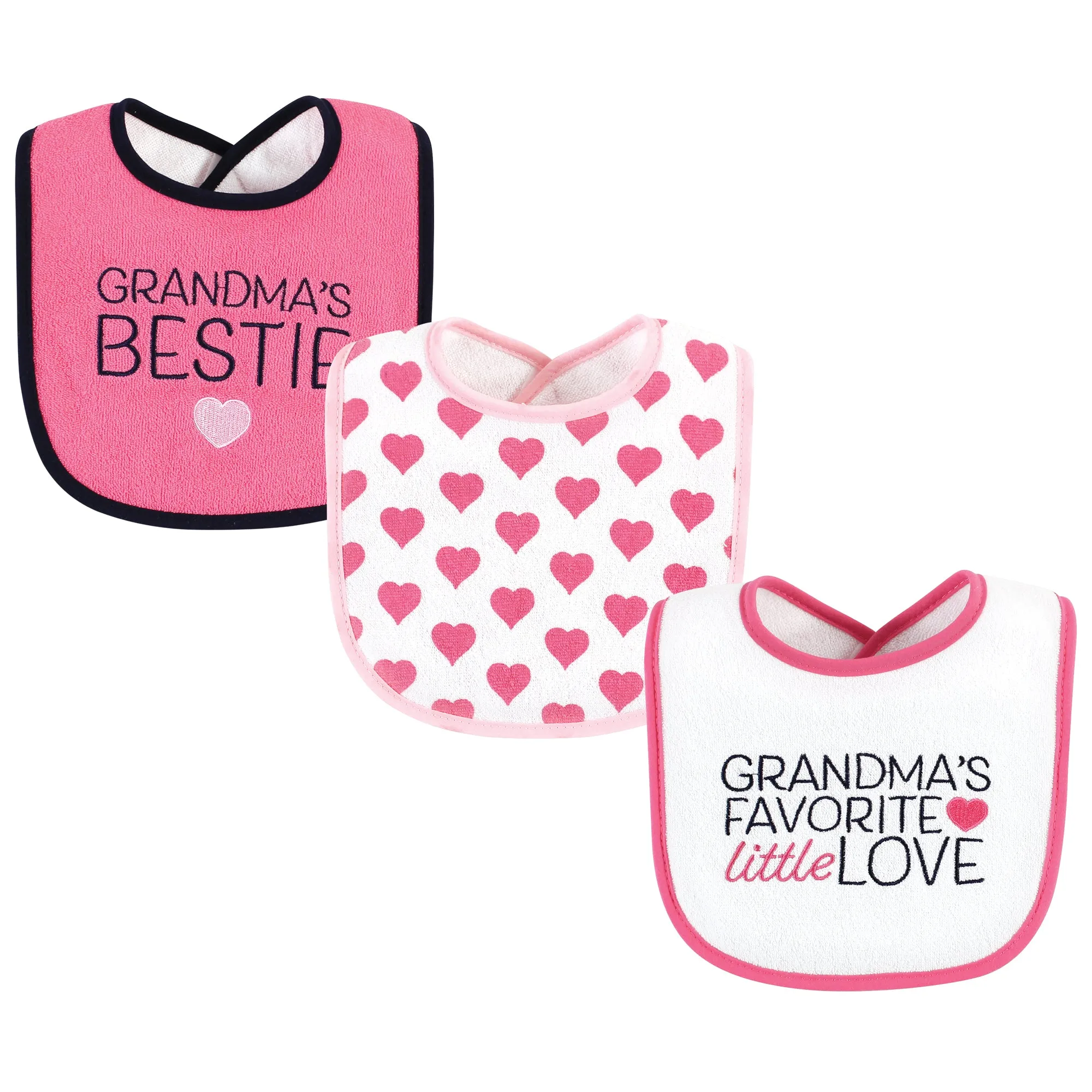 Hudson Baby Cotton Terry Drooler Bibs with Fiber Filling, GrandmaS Favorite Heart