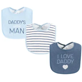 Hudson Baby Cotton Terry Drooler Bibs with Fiber Filling, I Love Daddy Coronet Blue