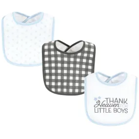 Hudson Baby Cotton Terry Drooler Bibs with Fiber Filling, Thank Heaven Blue Stars