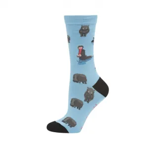 Hungry Hippo Womens Bamboo Crew Socks