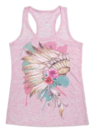 Indian Headress Tank Top in Pink