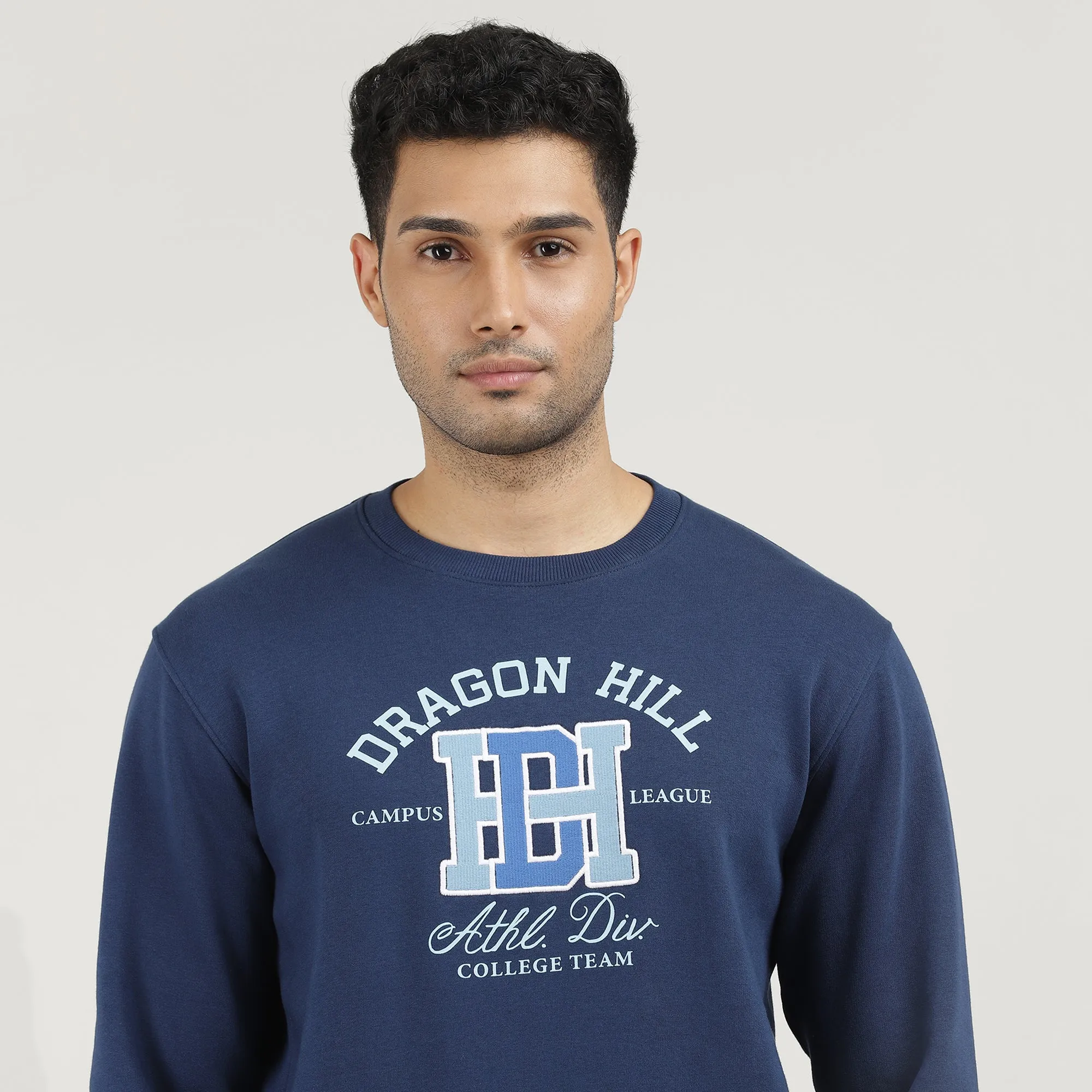 Indigo Graphic Round Neck Sweatshirt