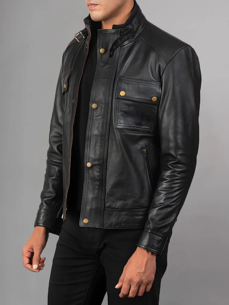 Jaxon Brown Men’s Safari Leather Jacket