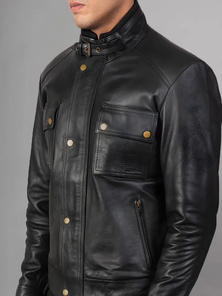 Jaxon Brown Men’s Safari Leather Jacket