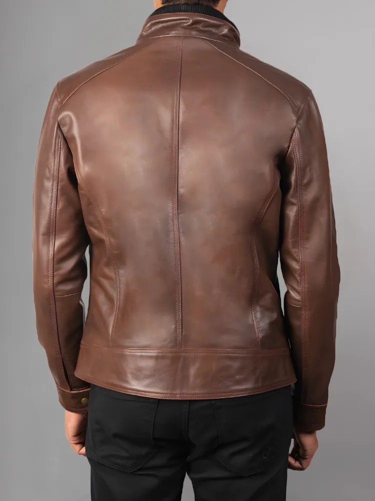 Jaxon Brown Men’s Safari Leather Jacket