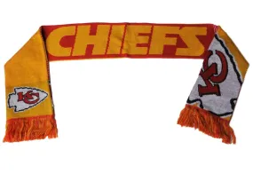 Kansas City Chiefs FC Red Gold Reversible Split Logo Acrylic Knit Winter Scarf