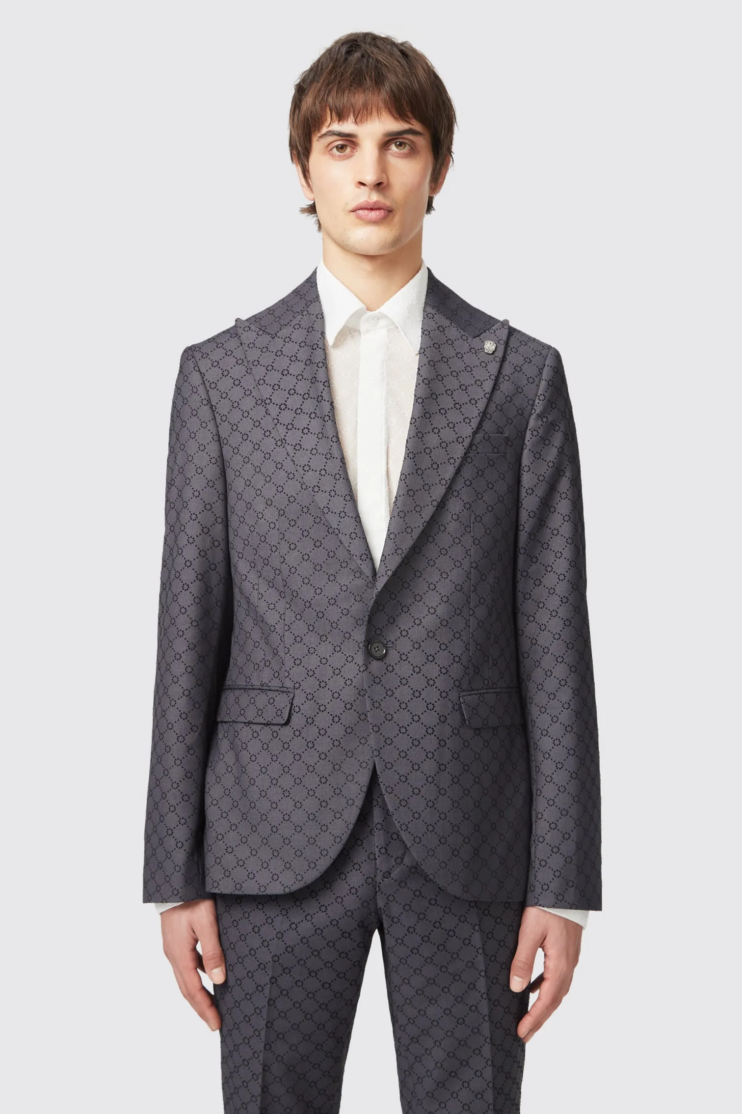 Keil Slim Fit Black Flocked Suit - ARCHIVE