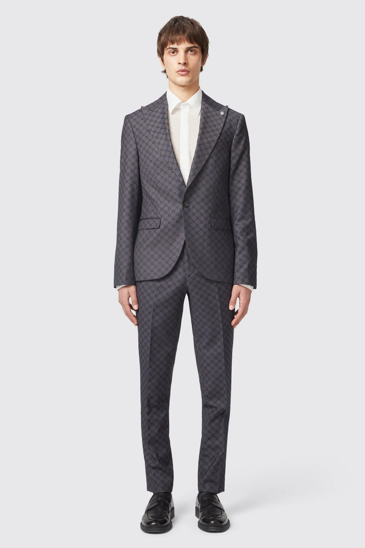 Keil Slim Fit Black Flocked Suit - ARCHIVE