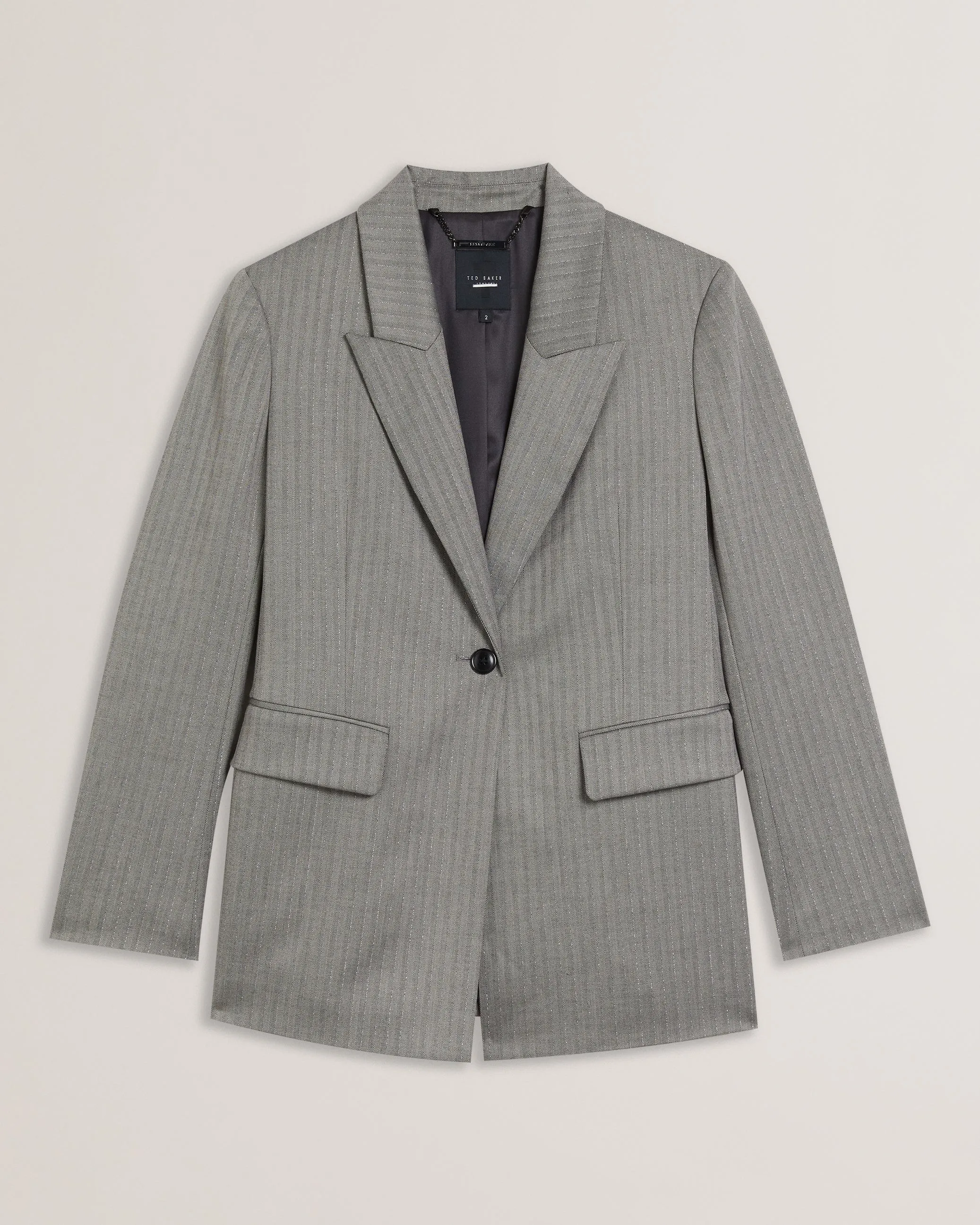 Koa Pinstripe Single Breasted Tailored Blazer Dk-Grey