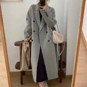 Lanfubeisi leapord halloween outfit Double-Sided Cashmere Overcoat Women's Mid-Length Profile High-Grade Gray Small Woolen Overcoat