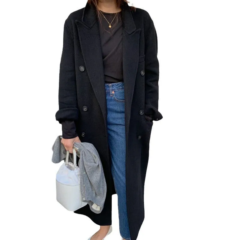 Lanfubeisi leapord halloween outfit Double-Sided Cashmere Overcoat Women's Mid-Length Profile High-Grade Gray Small Woolen Overcoat