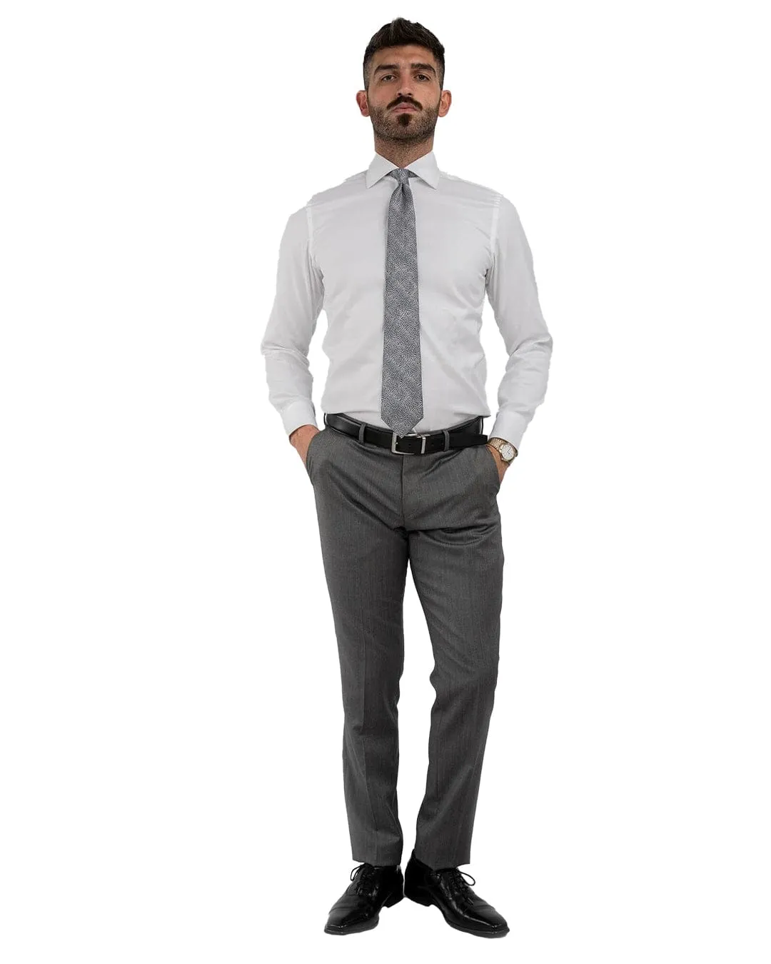 Lanificio F.lli Cerruti Grey Herringbone Suit Trousers