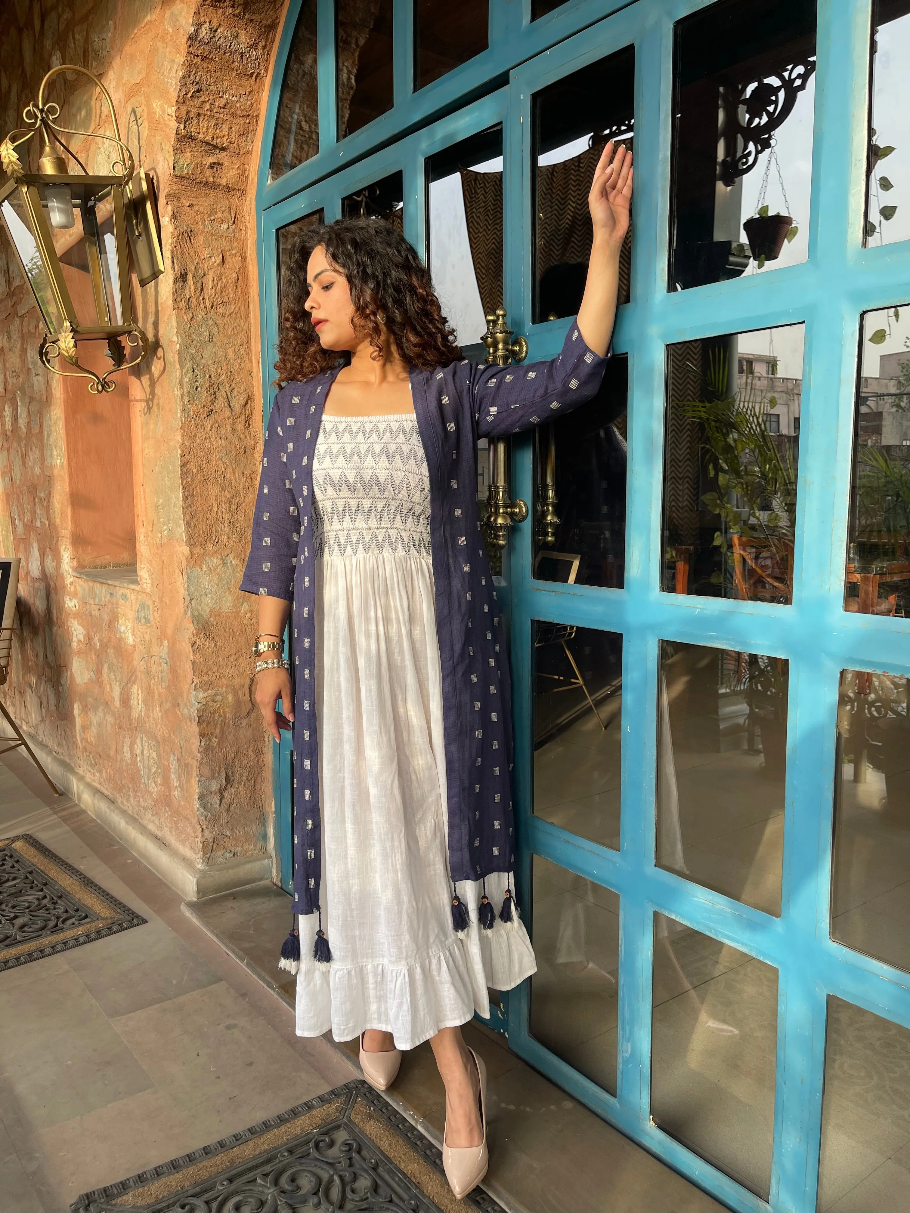 Latest Blue Jacket Maxi Dress