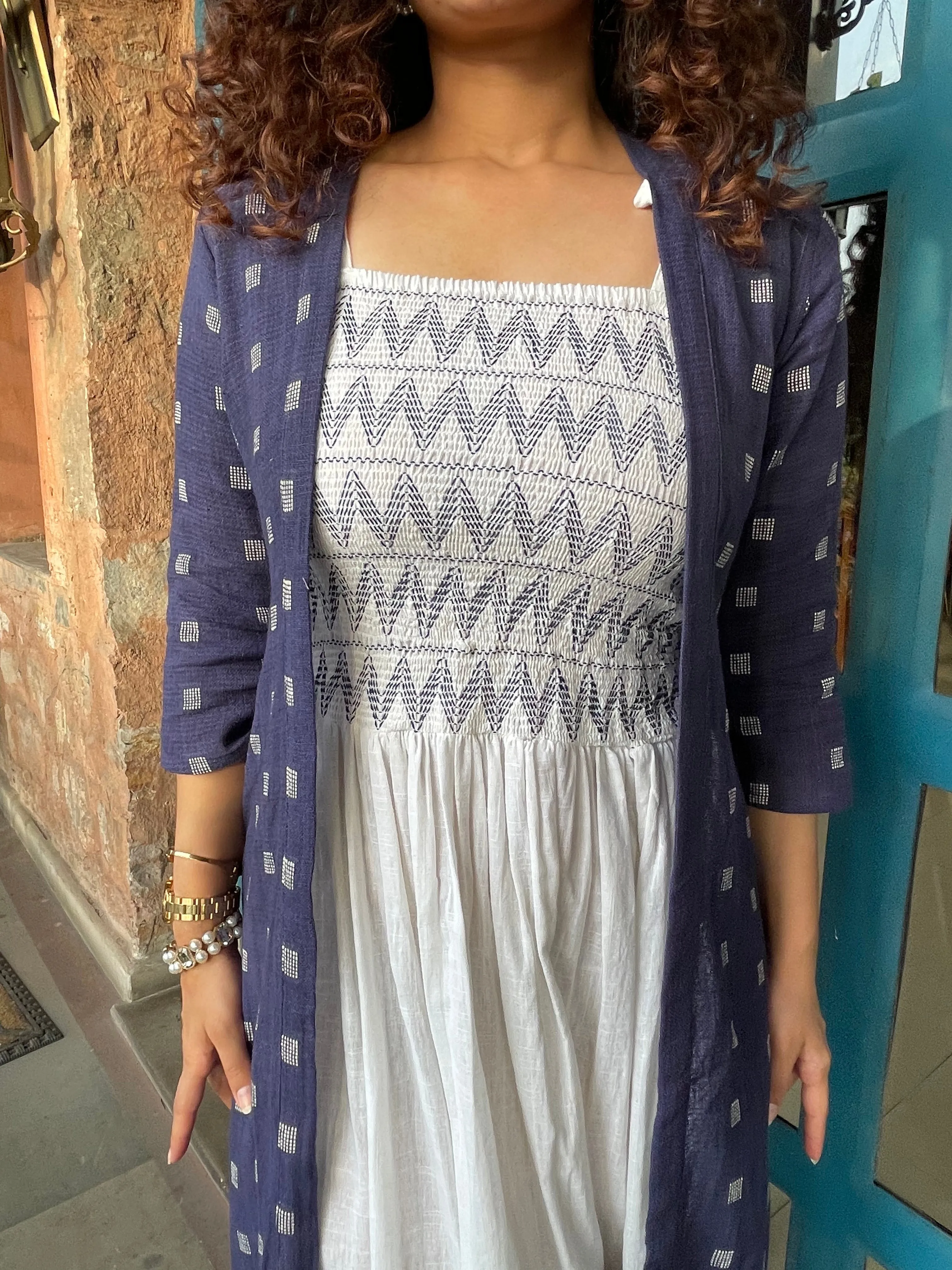 Latest Blue Jacket Maxi Dress