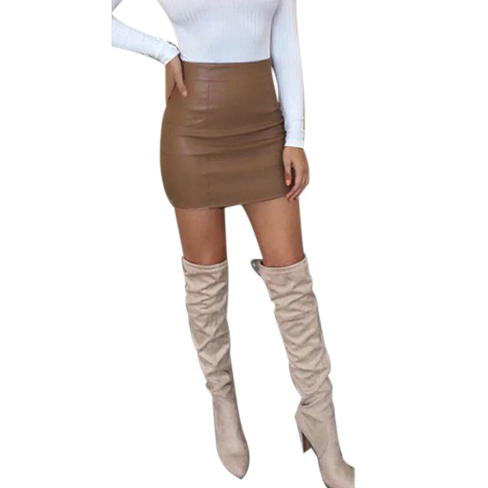 Leather Skirt High Waist Pencil Skirt