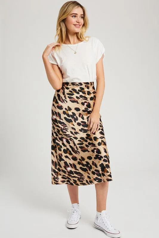 Leopard print midi skirt in sizes S-L