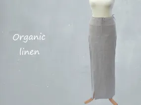 Linnen maxi kokerrok met lange loopsplit / Linen maxi pencil skirt with slit