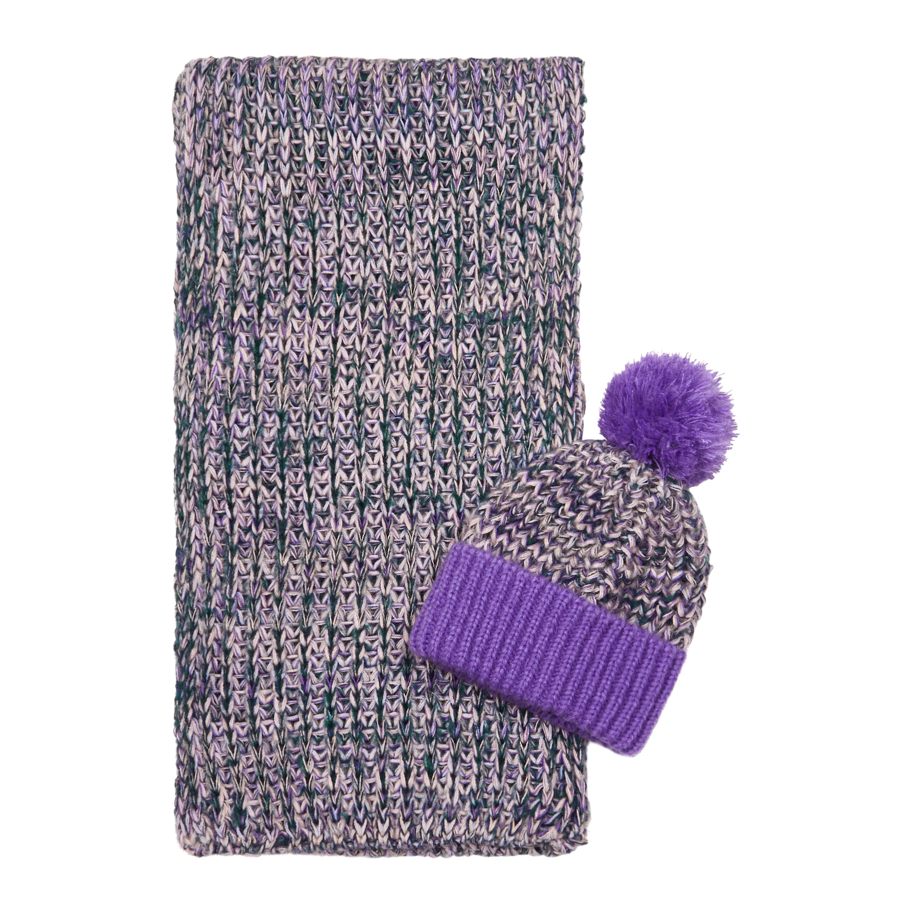 Lolly Twist Beanie Bobble Hat - Purple