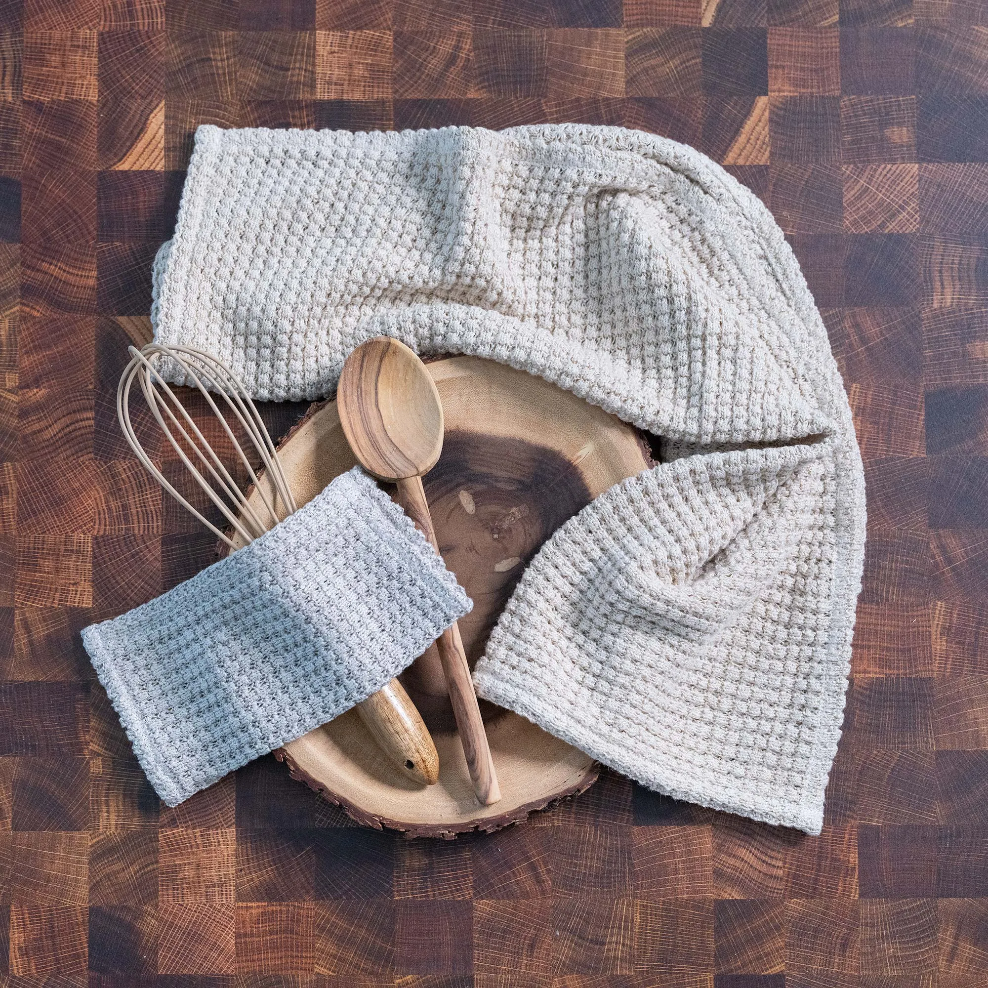 LONDONBERRY 100% Organic Linen Knit Wash Cloth - Dish Towel (Plastic-free, No Synthetics) (100% Biodegradable)