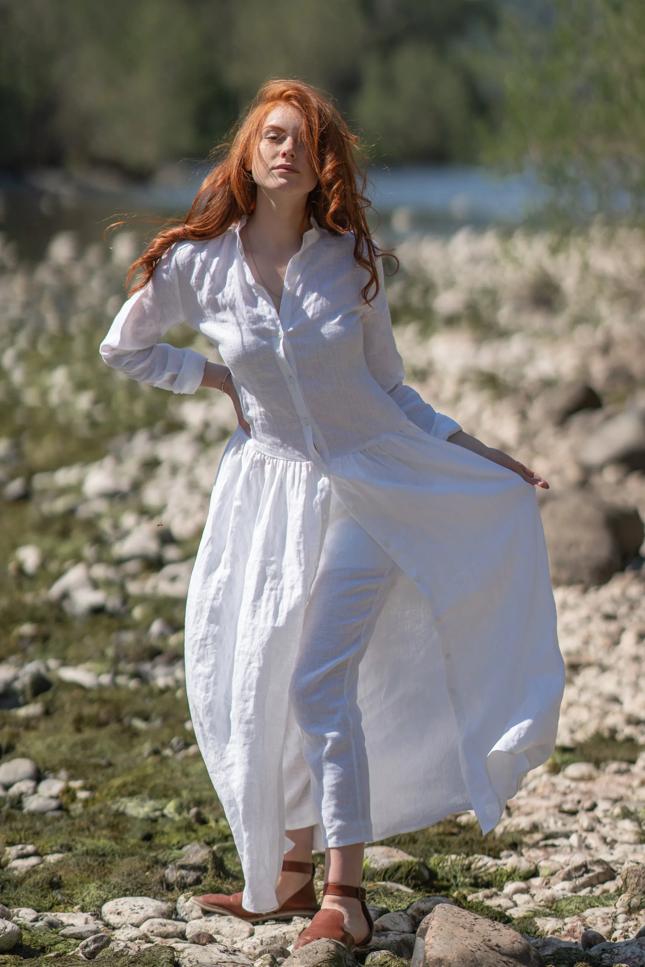 Long Linen Tunic Shirt