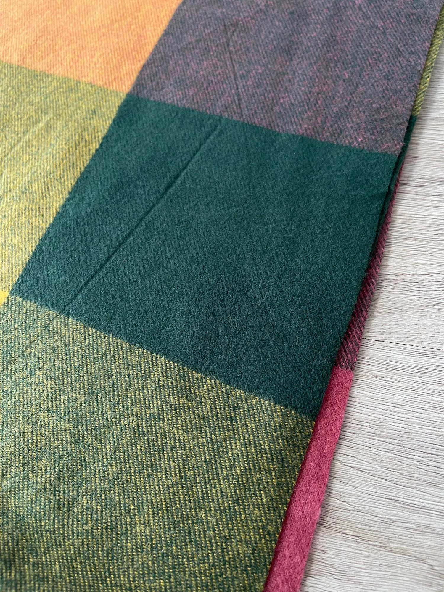 LONG YELLOW GREEN WOOL MIX CHECKED TARTAN SCARF