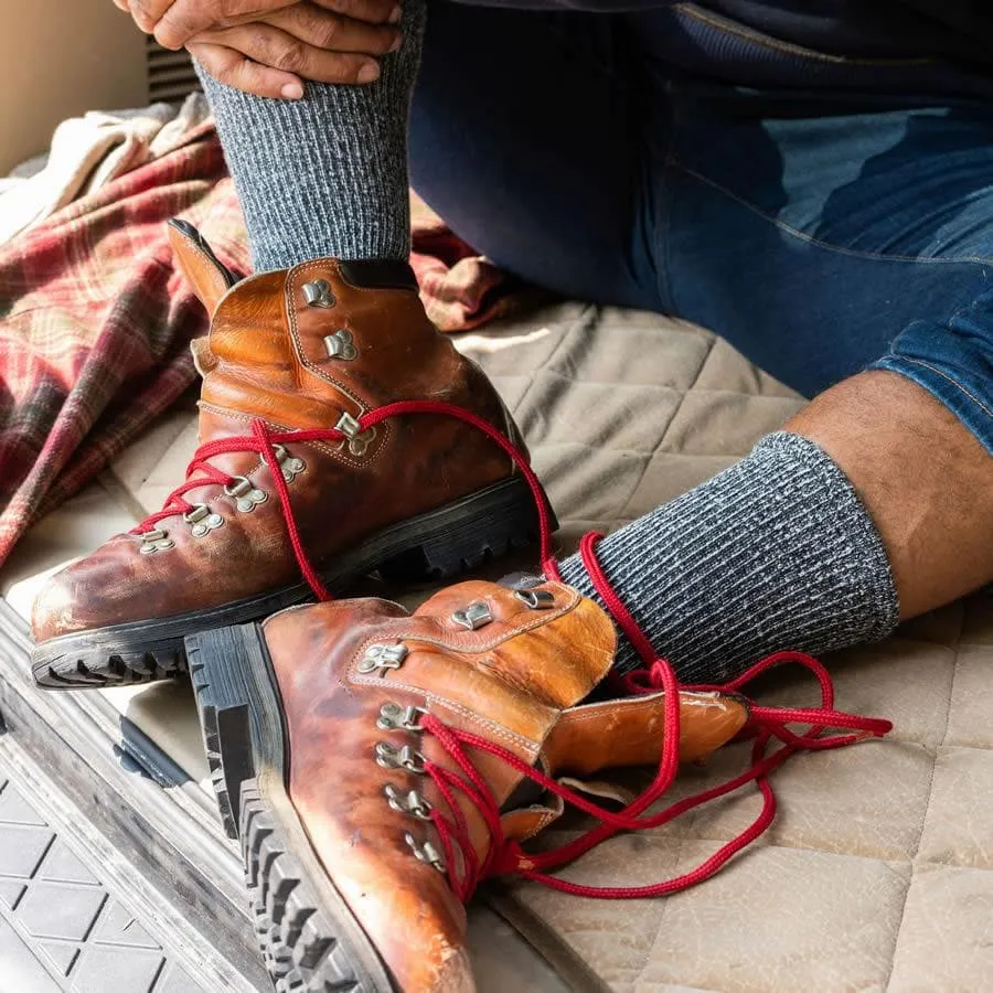 Loose Fit Marled Merino Wool Crew Socks in Black