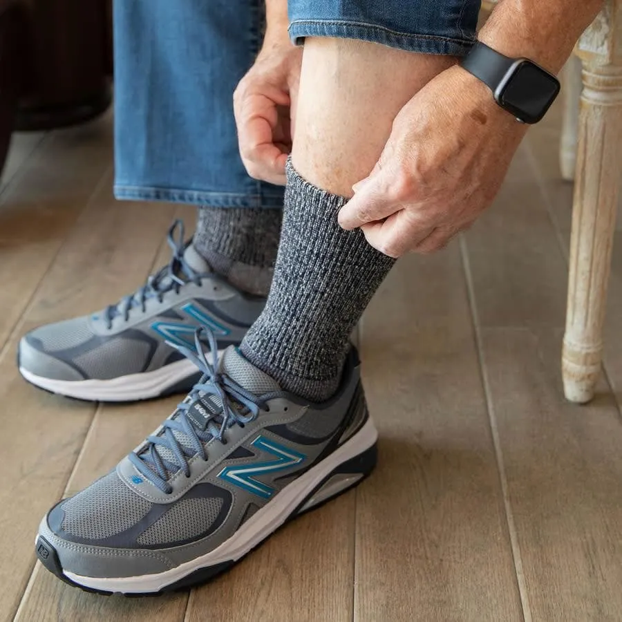 Loose Fit Marled Merino Wool Crew Socks in Black