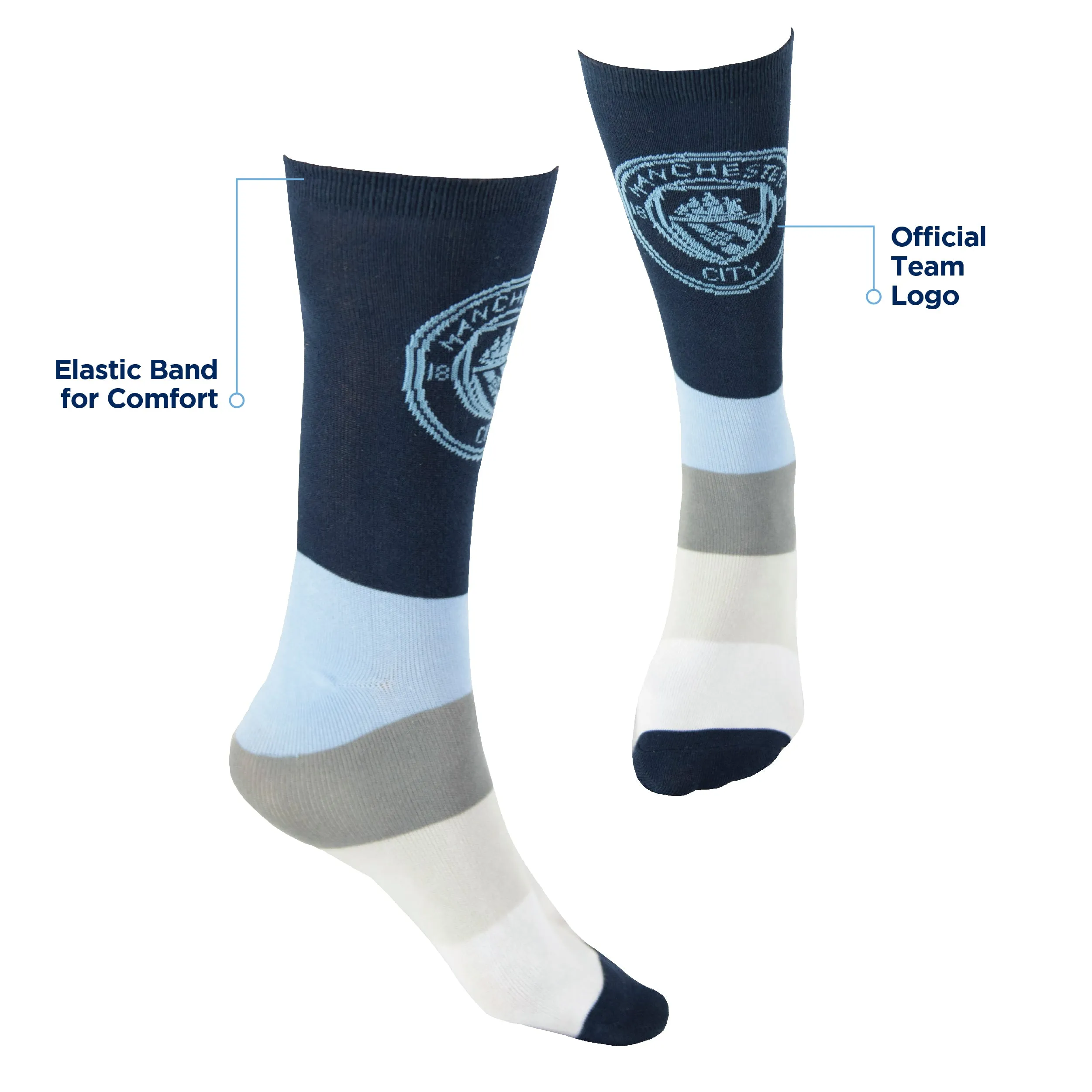 Manchester City FC Calf-length Socks Size 9-13 Maccabi Art