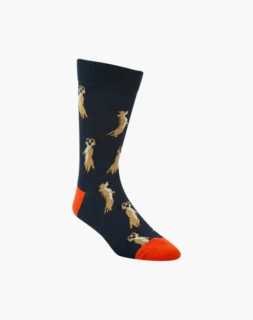 Meerkats on Navy Men's Bamboo Socks