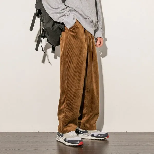 Men Wide Leg Pants Trousers Loose Casual Baggy Bottoms