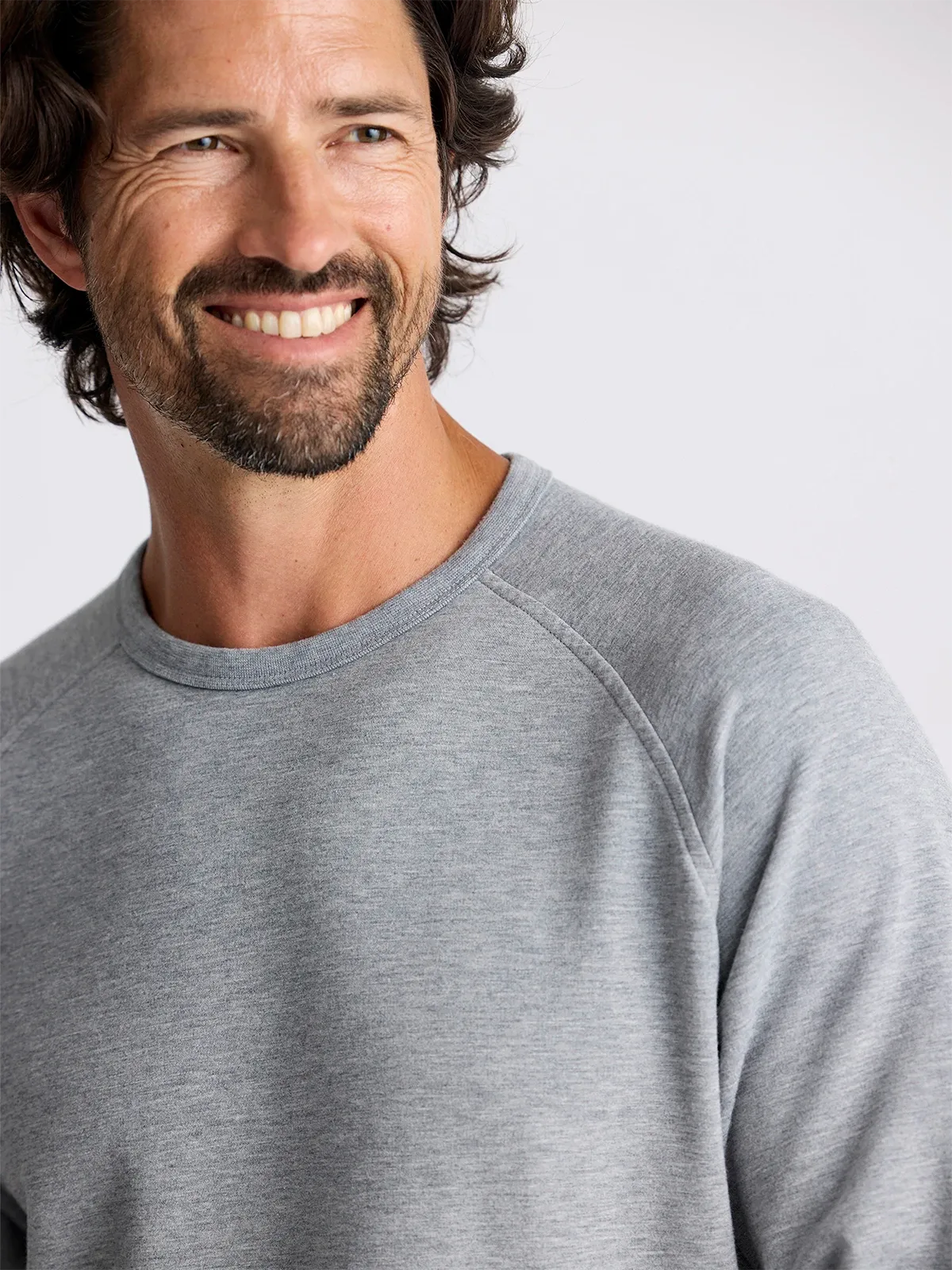 Men's Bamboo Lightweight Fleece Crew - Heather Grey