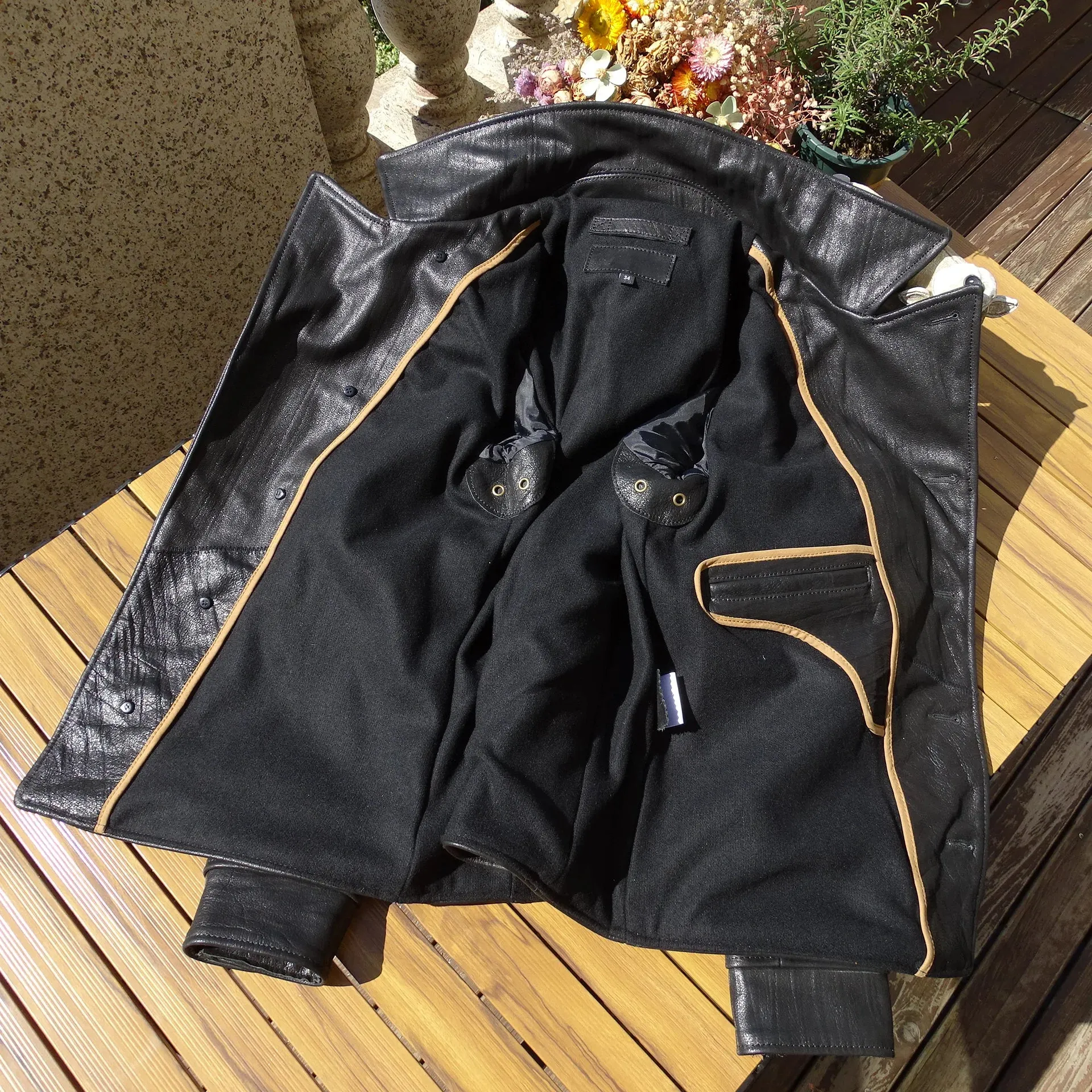 Men's Black Leather Jacket - Thick Heavy Rider Motorcycle Wear