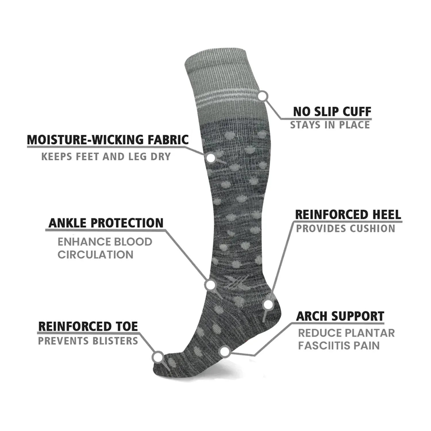 Merino Wool Polka Dot Compression Socks