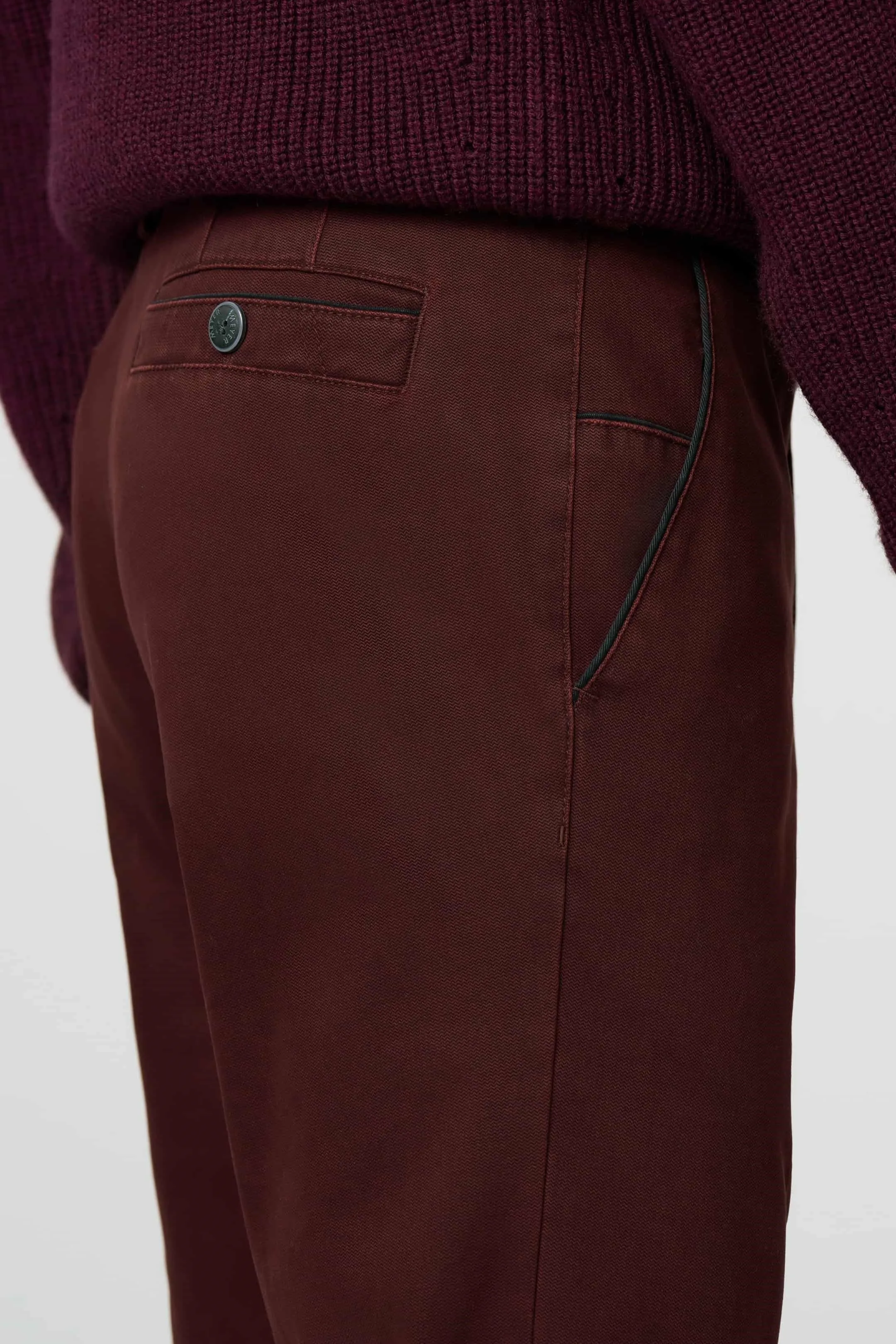 MEYER New York Trousers - 5617 Fine Texture Chinos - Bordeaux