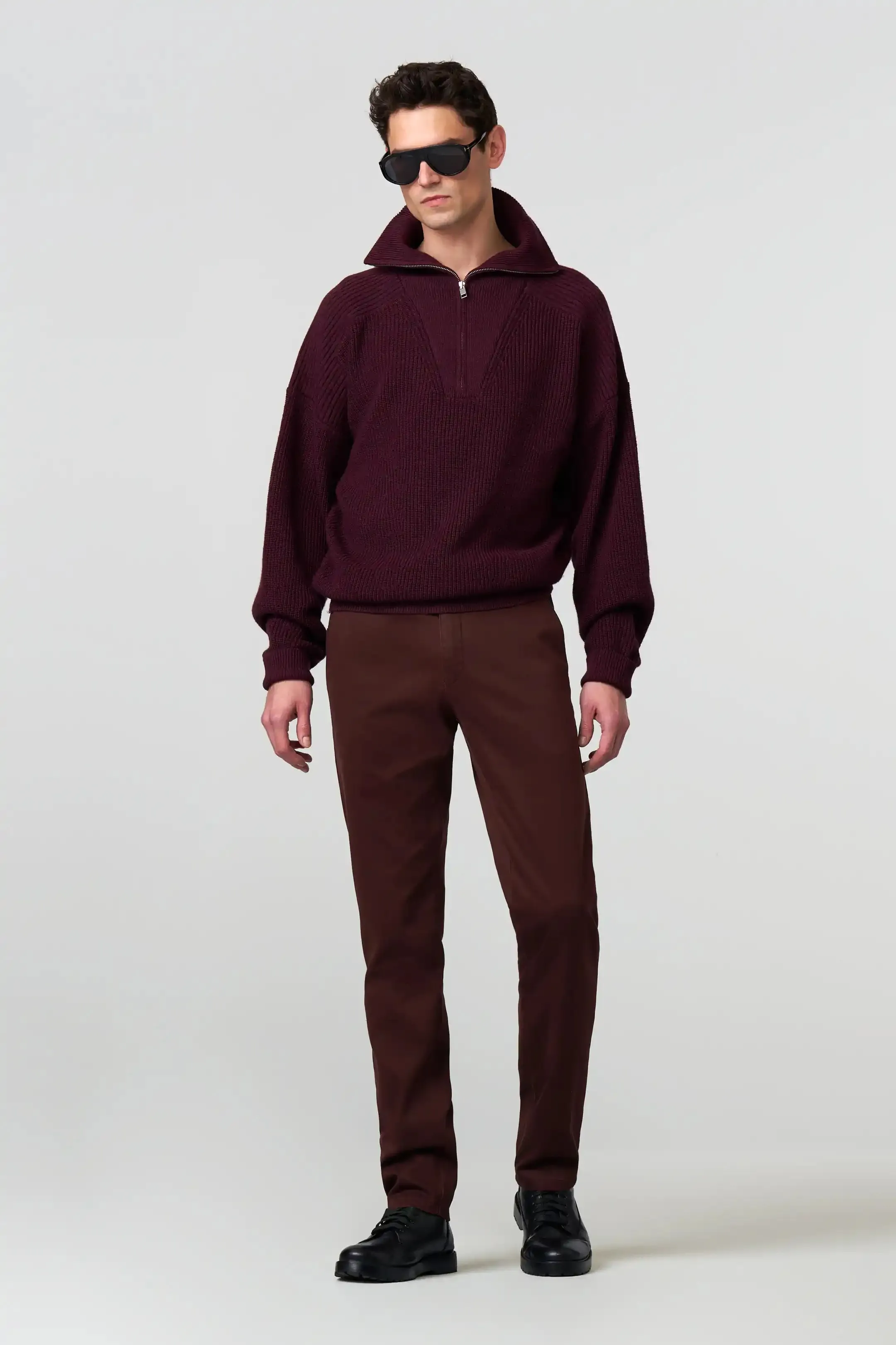 MEYER New York Trousers - 5617 Fine Texture Chinos - Bordeaux