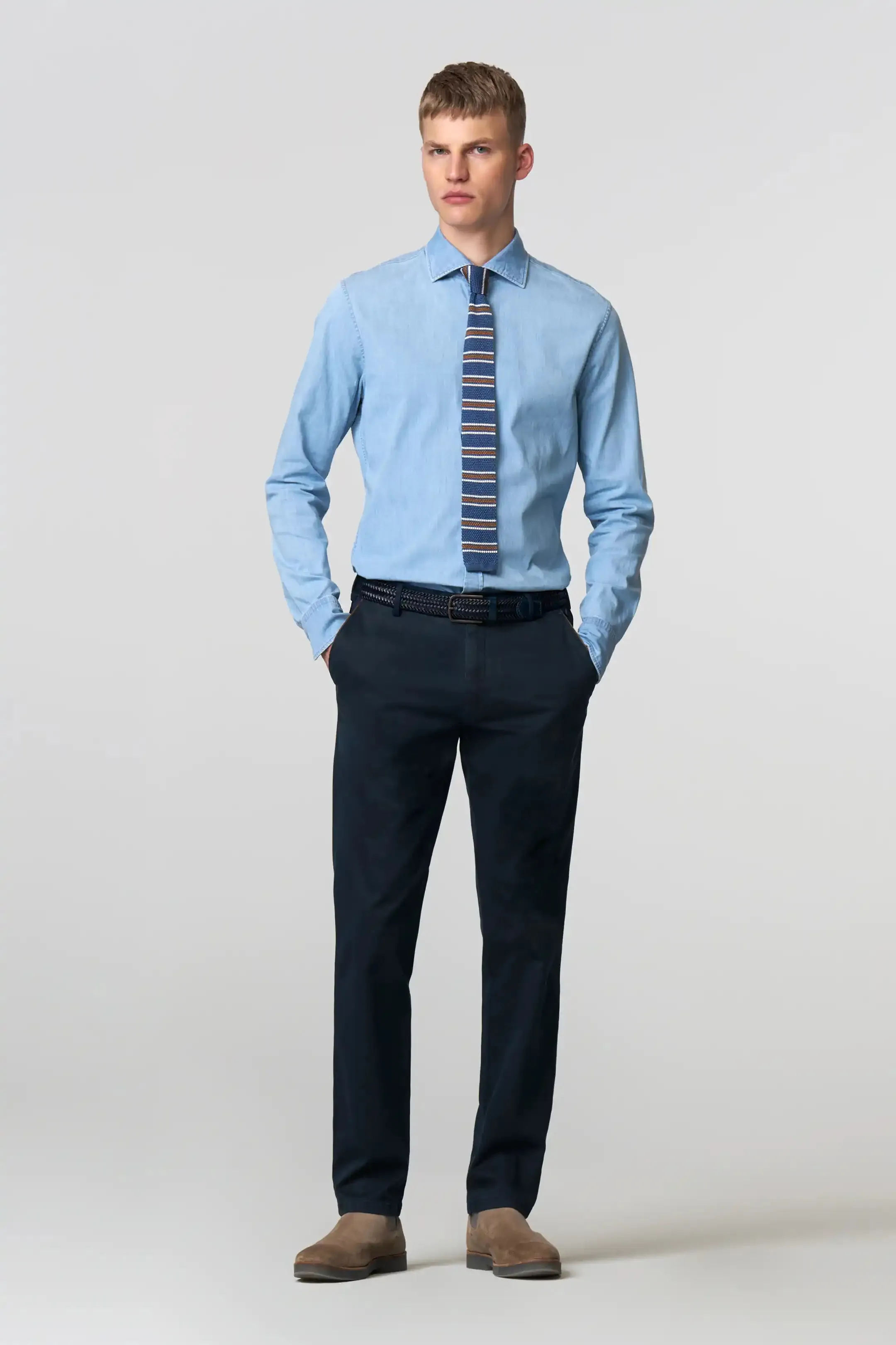 MEYER New York Trousers - 5617 Fine Texture Chinos - Navy